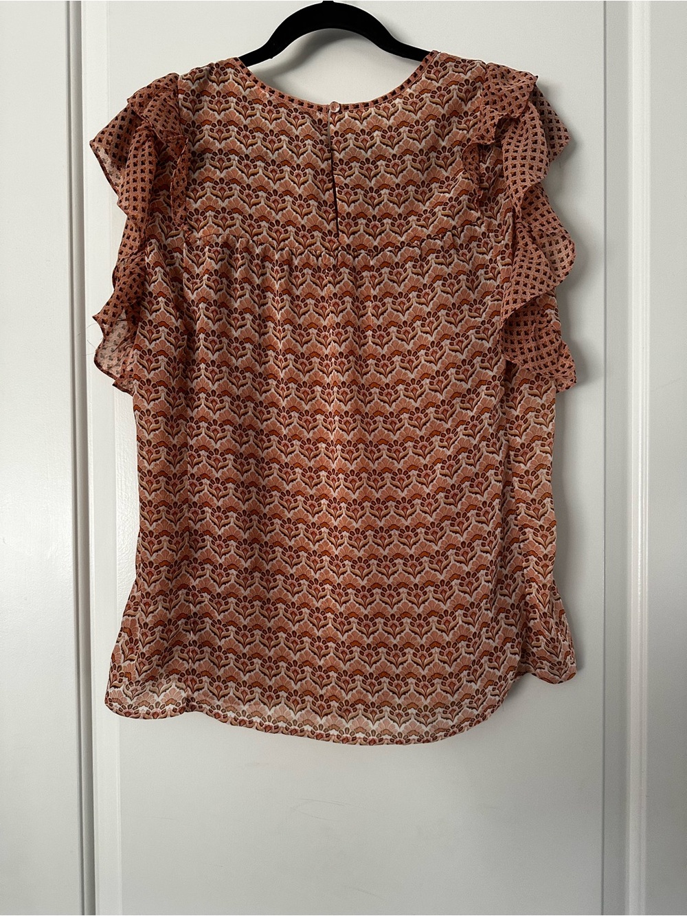 DR2 Ruffle Sleeve Floral Blouse - Rust - Picture 3 of 3